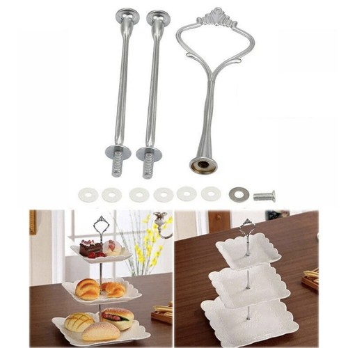 3pc tier silver cake plate - 3-tier,