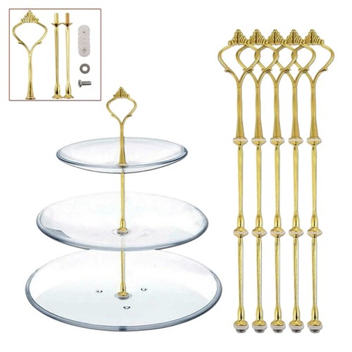 3pc tier gold cake - 3pc, plate