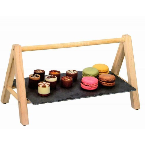 Wooden slate snack cup - wooden, cake
